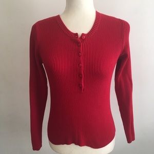 MODA International Red Ribbed Sweater